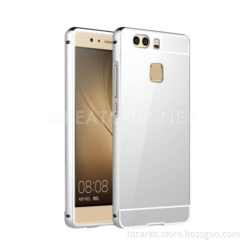 Luxury Metal Frame Mirror Phone Case,Rhinestone transparent Soft TP Case For Huawei V8
